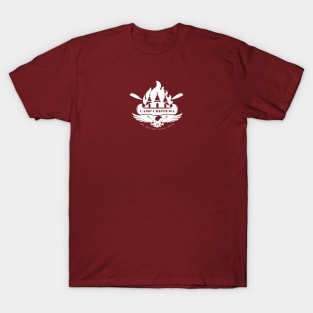 Camp Chippewa Wednesday Addams Inspired Eagle and Canoe Fan Logo in White T-Shirt